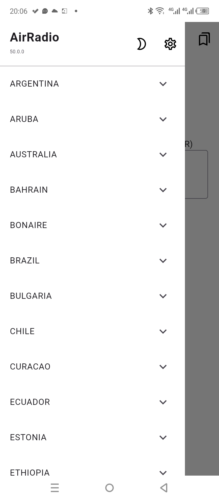 AirRadio Screenshot Sidebar